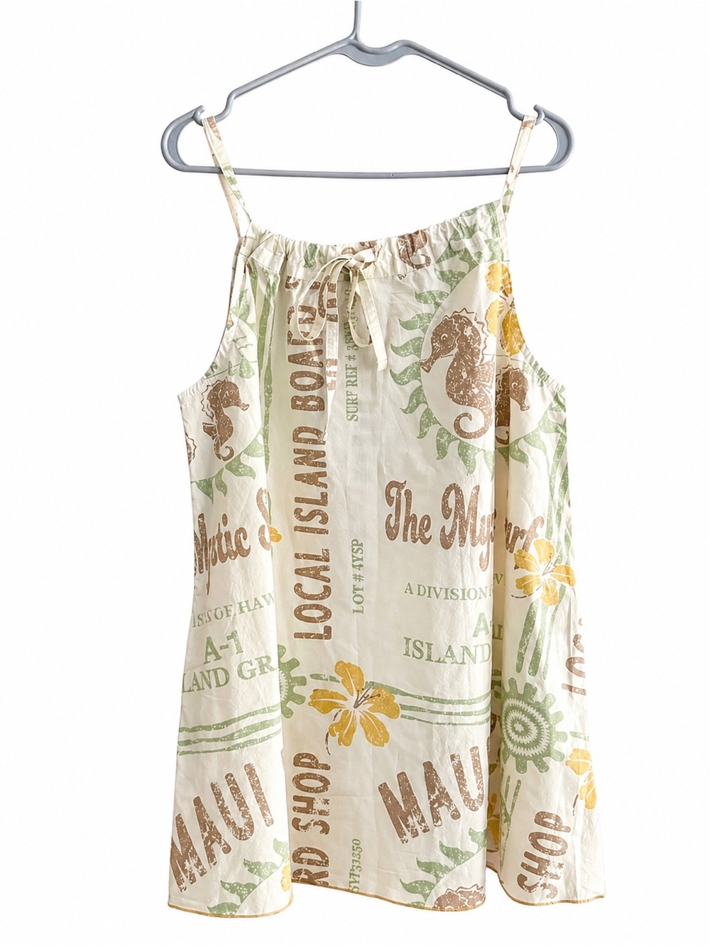 Urban Outfitters Cream Dress with Yellow & Light Green Print